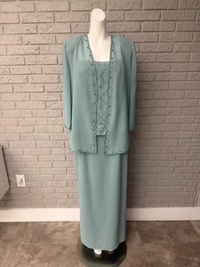 Karen Miller Damen Perlen Brautmutter Kleid Jacke 2 Stück Set Größe 16 - Bild 1 von 16