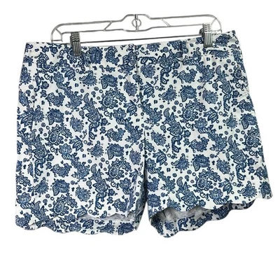 Bermuda J. McLaughlin feminina azul branca paisley bainha recortada 12 - Imagem 1 de 4