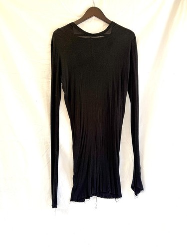 FELPA CON CAPPUCCIO RICK OWENS UOMO MANICA LUNGA VINTAGE NERA TAGLIA EU 46 US SMALL