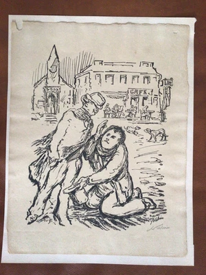 Originale alte Alfred Kubin Künstlergrafik handsigniert Lithographie m. Wasserz. - Bild 1 von 4