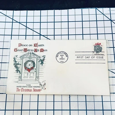 Sobre de estampilla de Belén PA 1964 temporada de Navidad primer día cubierta vintage FDC Foto 1 de 3