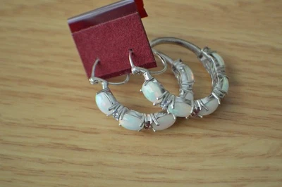 Pendientes de ópalo etíope de 8,75 quilates/multi gemas enchapados en rodio sobre plata de ley Foto 1 de 4