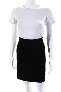 J. Mclaughlin Womens Knee Length Faux Suede Pencil Skirt Black Size 2 - Picture 1 of 7