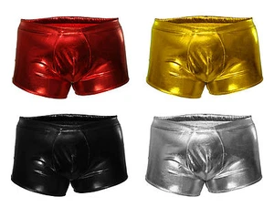 G5553 Mens Boxer Brief Shiny Metallic Trunks Contoured Pouch Full Back - Picture 1 of 11