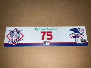 PHILLIES~2022 AUTHENTIC VISITING LOCKER ROOM PLATE # 75 Kyle Cunningham SGA - Picture 1 of 3