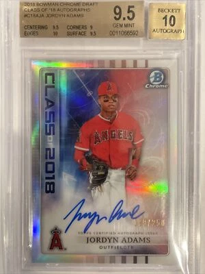 Jordyn Adams 2018 Bowman Chrome Class of 2018 Refractor Auto! /250 BGS 9.5/10! - Image 1 of 2