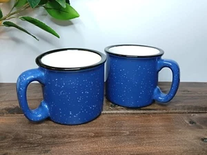 Liquid Logic 2 Mug Set, Blue / Blue Violet Heavy 12oz Pair Black Rimmed WHT Int - Picture 1 of 7