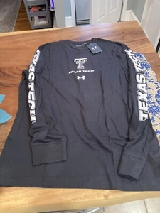 MENS Under Armour TEXAS TECH RAIDERS FOOTBALL LONG SLEEVE SHIRT XL BLACK NWT - Picture 1 of 7