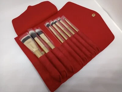 Luxie Glitter and Gold Brush Set with Red Case Pouch 8 Brushes NEW for Face Eyes - Image 1 of 4