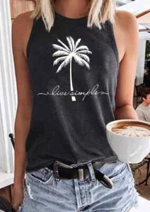 "CLEARANCE" Live Simple Coconut Tree Tank - Dark Grey - Size: M - Picture 1 of 3