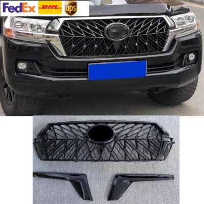 Parrilla delantera negra parachoques parrilla central decoración para Toyota Land Cruiser LC200 16-19 Foto 1 de 3