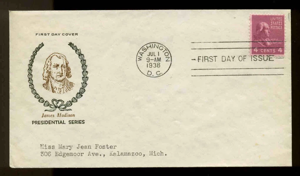 808 4c PREXY FDC WASHINGTON, DC PLANTY P4 FIDELITY CACHET - Image 1 of 1
