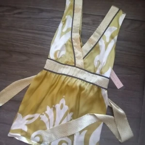 Jenny Han Anthro gold silk blouse size large NWT - Picture 1 of 11