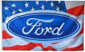 FORD 3'X5' FLAG BANNER AMERICAN RACING MAN CAVE GARAGE WALL DECOR FAST SHIPPING - Picture 1 of 4