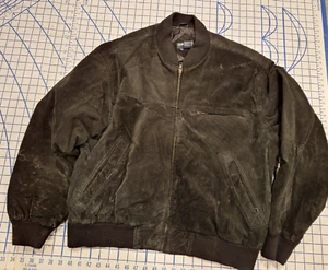 Vintage Black Bomber Jacket Duncan Row 100% Leather Suede Size XL - Picture 1 of 4