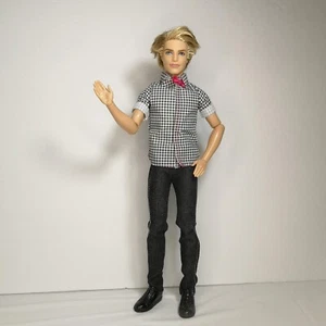 Fashionistas 100+ Poses Articulated Ken Barbie MTM Doll Black Jeans Checker Top - Picture 1 of 13