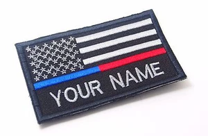 2 piezas PARCHE MORAL DE LÍNEA DELGADA AZUL Y ROJA CON NOMBRE PERSONALIZADO DE EE. UU. - Imagen 1 de 1