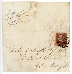 FINE 1841 1d rojo-marrón pl 17, estado 2, envoltorio de Londres con MC. - Imagen 1 de 3