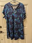 Swimsuits For All Women's Plus Size 24 Coverup Dress With Blue Floral Print