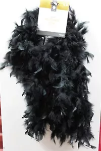 BLACK FEATHER BOA Long Halloween Costume Accessory Witch Drag Glam Sexy NEW - Picture 1 of 3