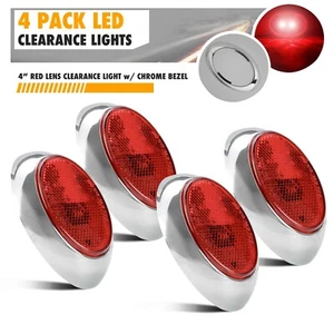 4 Pack Oval Red 2 Diode LED Trailer Truck lights Clearance Side Marker Light 4" - Picture 1 of 11