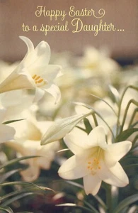 Unused Vintage American Greetings HAPPY EASTER Card FOR DAUGHTER, Lily Flowers - Picture 1 of 6