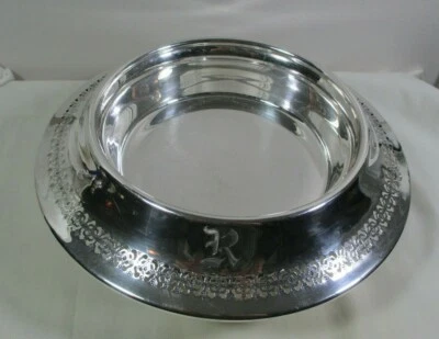 Centro de mesa Manchester plata esterlina cuenco borde reticulado 371,4 gramos mono R Foto 1 de 4