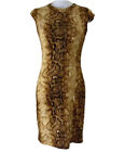Bodycon Formfitting Snakeskin Dress in Gold and Brown