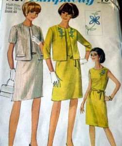 *LOVELY VTG 1960s Embroidered DRESS & JACKET Sewing Pattern BUST 45 FF Womens - Picture 1 of 1