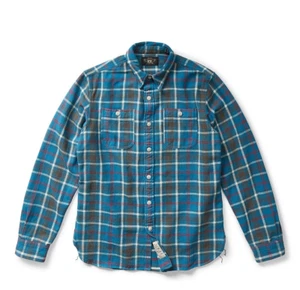 Camisa de trabajo 2017 RRL a cuadros de algodón lavado camisa azul *defectos para hombre extra pequeña XS - Imagen 1 de 2