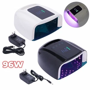 96W UV LED Cordless Nail Lamp Dryer Gel Nail Polish Curing Lamp Rechargeable NEW - Picture 1 of 37