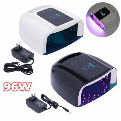 96W UV LED Cordless Nail Lamp Dryer Gel Nail Polish Curing Lamp Rechargeable NEW - Image 1 of 4