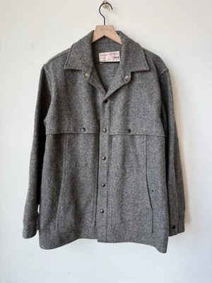 FILSON Mackinaw Cruiser Jacket 100% Wool Cape Coat Gray Wool Herringbone Flaws - Image 1 of 4