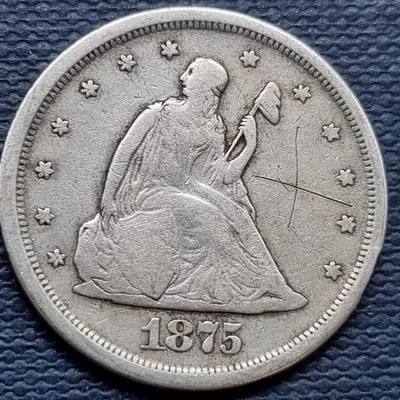 1875 S Twenty Cent Piece 20c Better Grade Details #94637 - Image 1 of 2