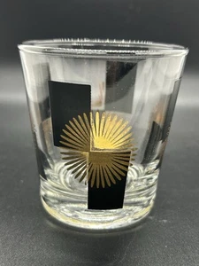 Vintage Mid Century Modern 50's 60's Atomic Starburst Cocktail Glass Gold BN8 - Picture 1 of 6