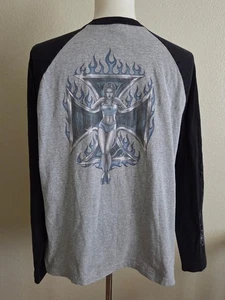 Maglietta Vintage Bullhead, Sexy Babe Iron Cross Y2k Taglia Large - Foto 1 di 11