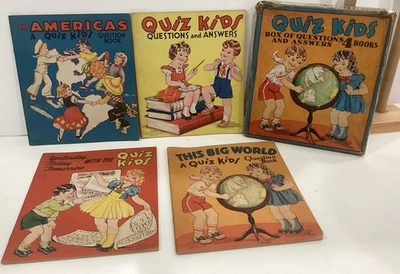 VINTAGE Quiz Kids Box of Questions with 4 Books, Saalfield Publishing, 1941 Foto 1 de 4