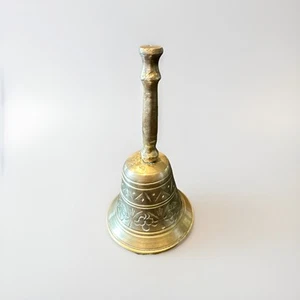 Vintage 5.25" Brass Bell Handmade in India, Dinner / School Bell Great Cond. - Picture 1 of 8
