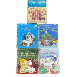 VTG Little Golden book Christmas themed children's book lot 50s-90s - Picture 1 of 13
