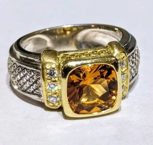 Gorgeous Judith Ripka JR TWO Sterling Silver and 18k Gold Citrine and Diamond... - Picture 1 of 16