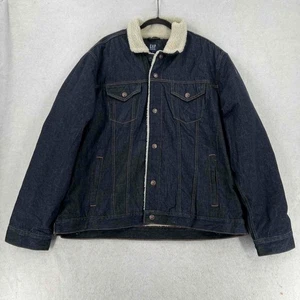 Neu mit Etikett Gap Herren Jeansjacke blau Denim Sherpa gefüttert Kragen Knopfleiste Größe 2XL - Bild 1 von 11