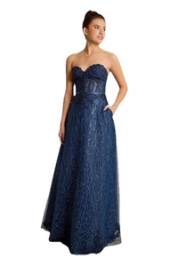 Nuevo con etiquetas Vestido de Noche Baile de graduación Estampado Brillo Corsé Vestido de Baile/Bolsillos Espaguetis - Imagen 1 de 15