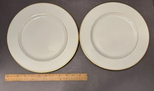 PAIR OF LENOX CHINA MANSFIELD GOLD TRIM 10.5" DINNER PLATES EUC - Picture 1 of 5