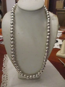 Vintage Taxco Mexico sterling silver ball/bead heavy necklace, 19". 60 gm, 8.5mm - Picture 1 of 7
