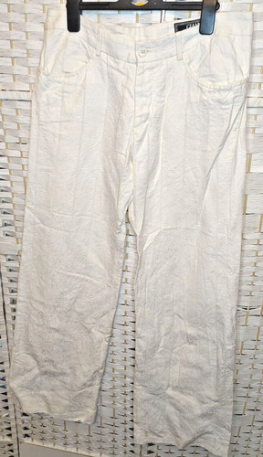 Pantalone donna vintage Gianni Versace misto lino cotone panna taglia media M