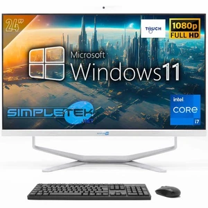 PC All IN One Aio 24 " FHD Touchscreen Windows 11 i7 4GB 240GB Fixed Webcam 2K - Picture 1 of 9