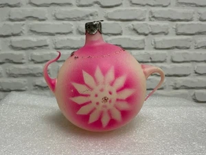 Large Soviet Glass Christmas Ornament Teapot / Kettle Hand Blown & Hand Painted - Picture 1 of 19