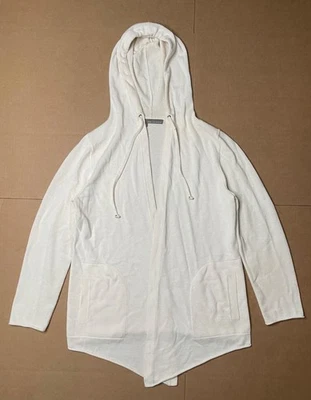 360 Cashmere Women’s M Hooded Cashmere Blend Ivory Cardigan Sweater Open Front - Image 1 of 4