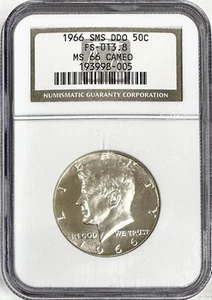 1966 SMS NGC MS66 DDO CAMEO KENNEDY HALF DOUBLE DIE OBVERSE SPECIAL MINT SET - Picture 1 of 2