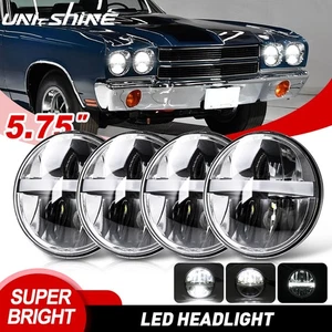 4 faros LED negros de 5,75 pulgadas Hi/lo DRL para Chevy Impala El Camino 58-75 - Imagen 1 de 10